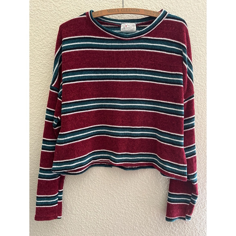 Poof Apparel Chenille Striped Long Sleeve Women’s Size Medium